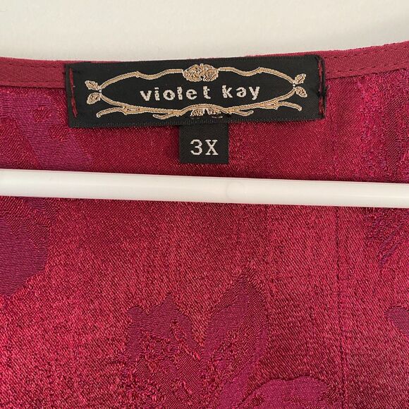 VIOLET KAY VINTAGE Embroidered Lace Mix Print Silk Beaded BoHo Kimono Size 3X - Picture 6 of 7